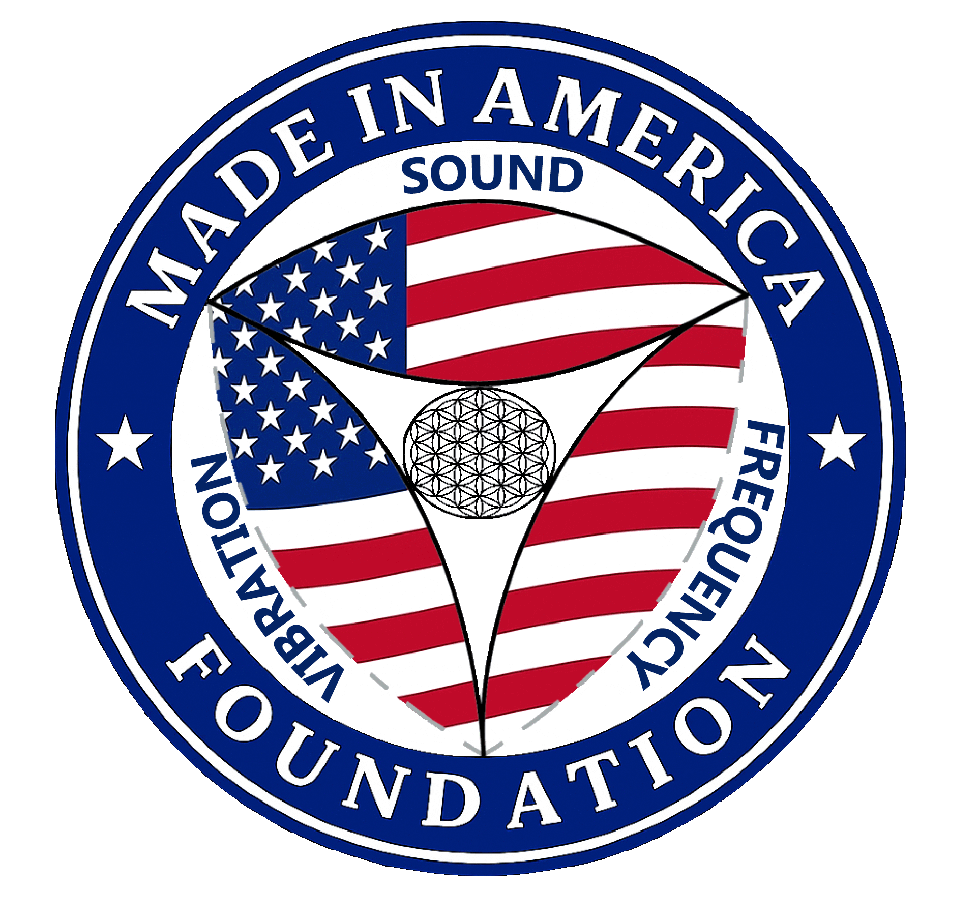Seal with American flag and blue circle.